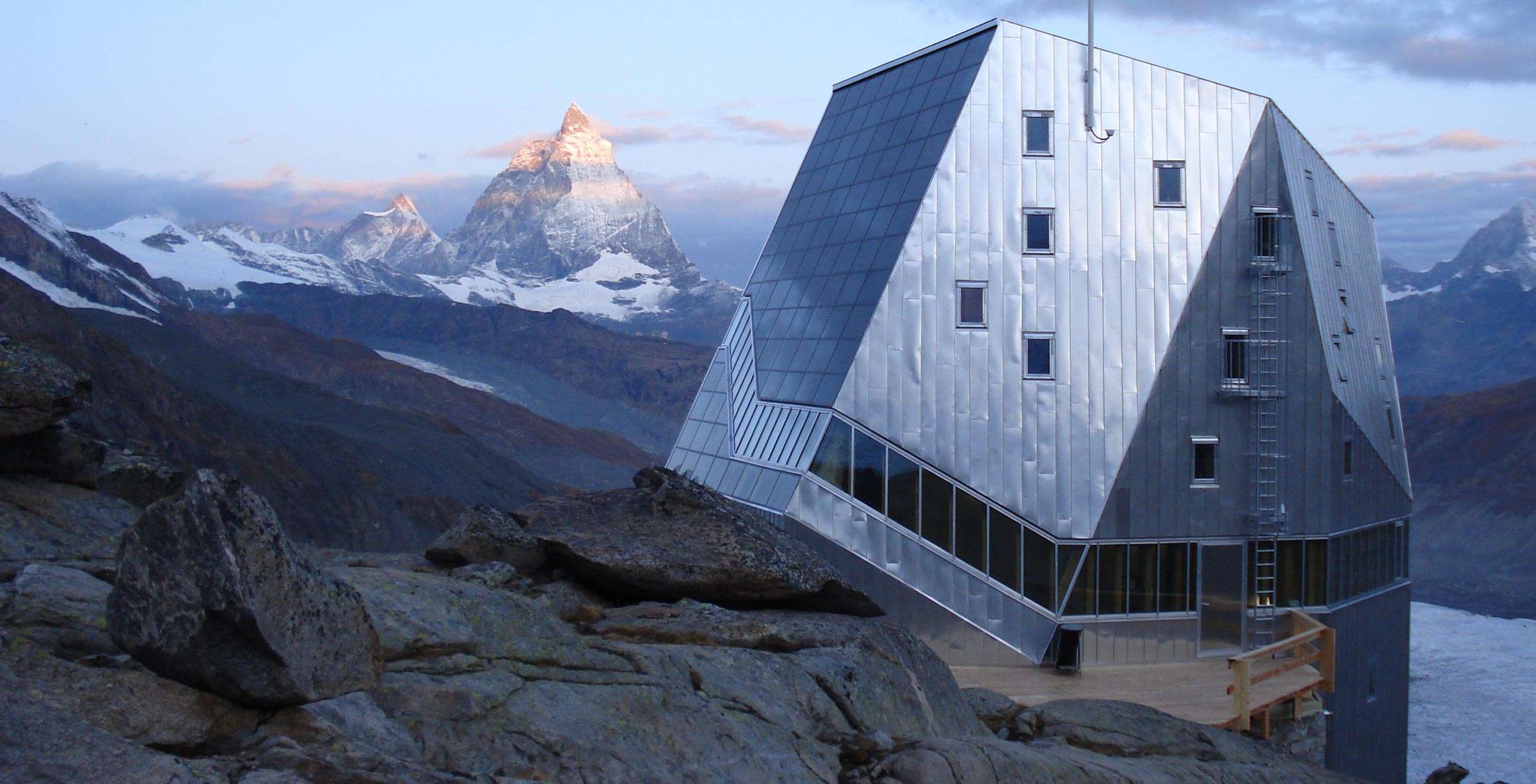Monte Rosa Hut in the Monte Rosa Massif mountains